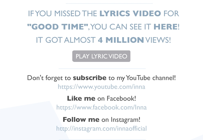 Inna GoodTime feat Pitbull Video 2014 lyric